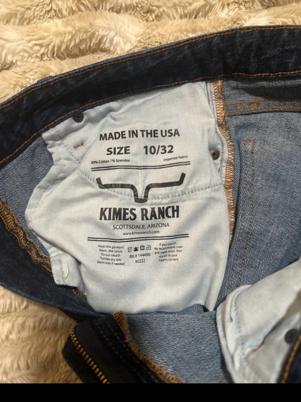 Kimes Ranch Dark Blue Straight Denim Jeans with Contrast Stitching - Picture 5 of 6